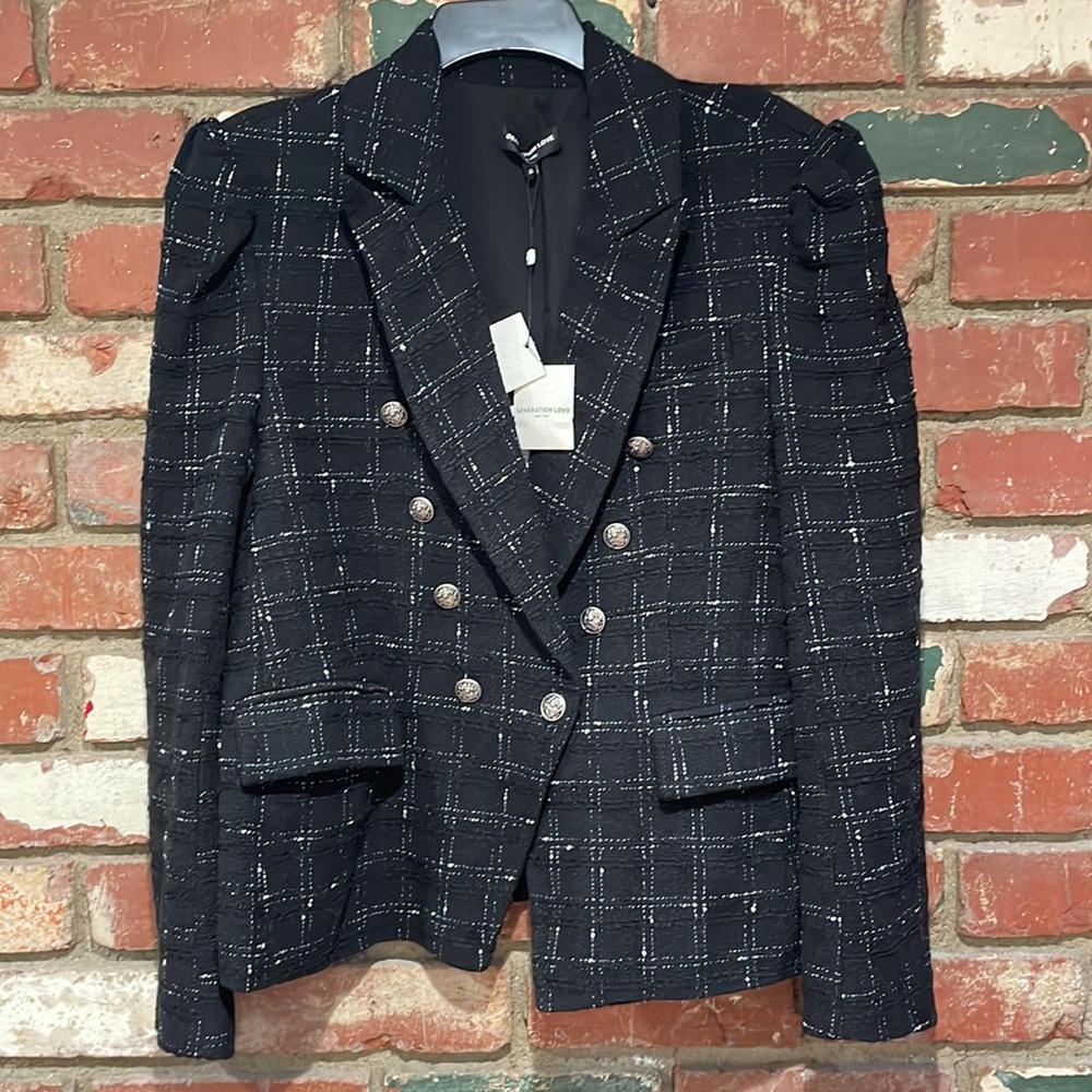 NWT Generation Love Knight Black White Tweed Blazer jackets - Picture 3 of 9